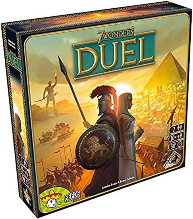 Jogo de tabuleiro 7 Wonders Duel para dois jogadores com estratégia e construção de civilizações