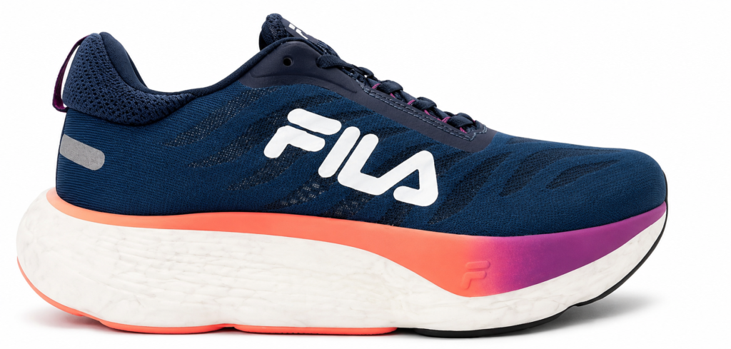 Fila Float Maxxi 2 Feminino azul e rosa com tecnologia FLOAT para corrida e caminhada