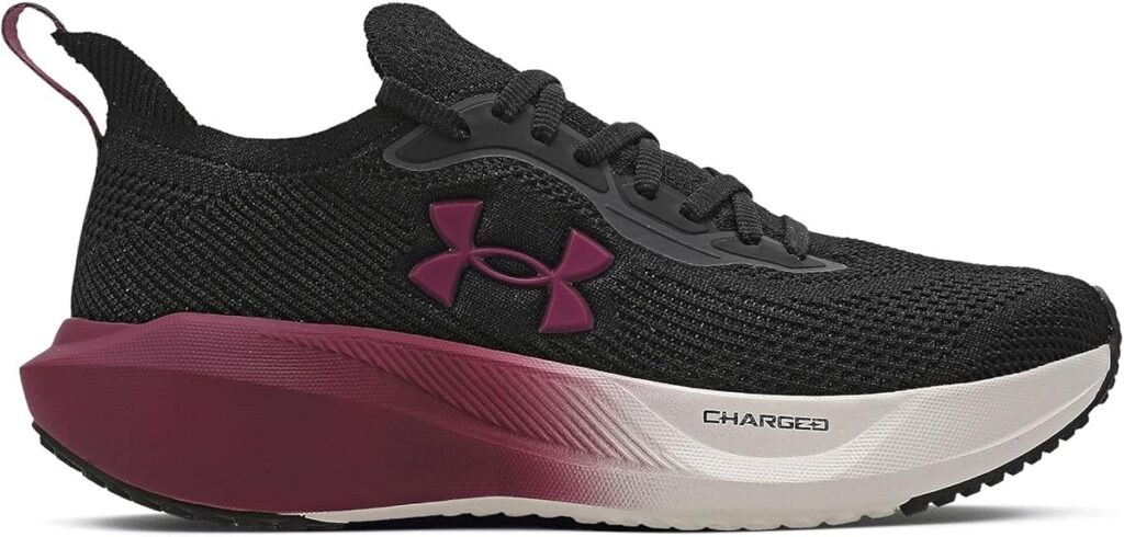 Under Armour Charged Slight 3 SE Feminino preto e vinho com tecnologia Charged Cushioning