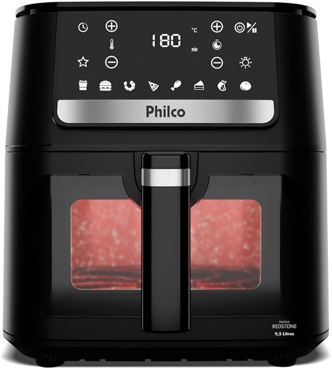 Air Fryer Philco Redstone 9,5L Visor Glass PAF95A com painel digital