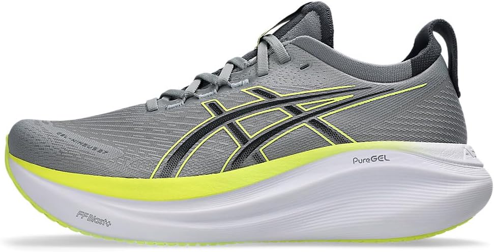 ASICS Gel-Nimbus 27 Masculino cinza e preto com amortecimento PureGEL e FF Blast+