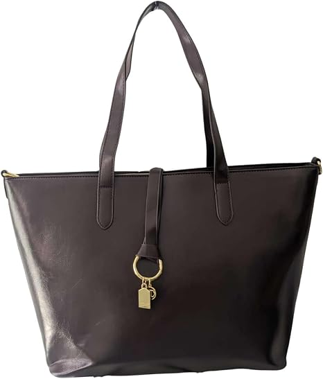 Bolsa Tote Feminina Arezzo em Couro Legítimo Eco Calf Shine Cacau Brown