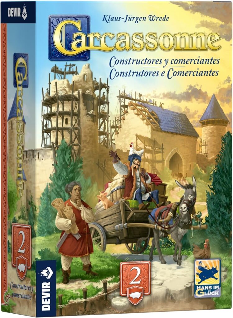 Jogo de tabuleiro Carcassonne clássico para construção de cidades, estradas e territórios