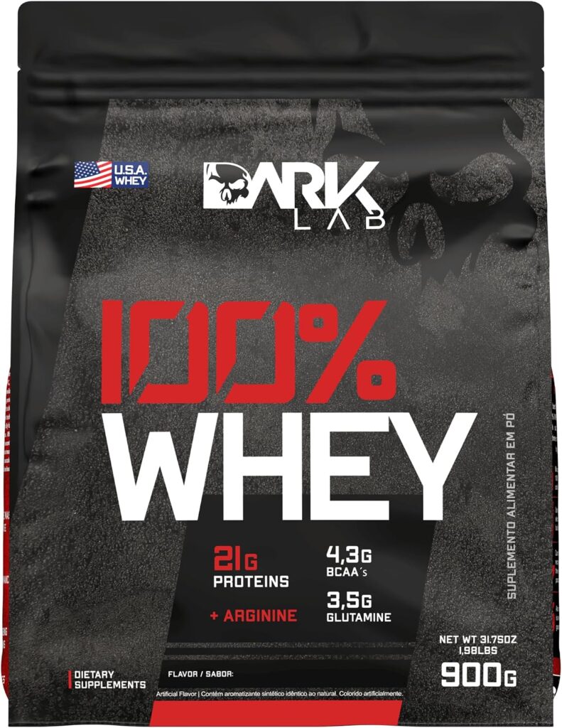 Dark Lab 100% Whey Concentrado Refil 900 g sabor Chocolate.