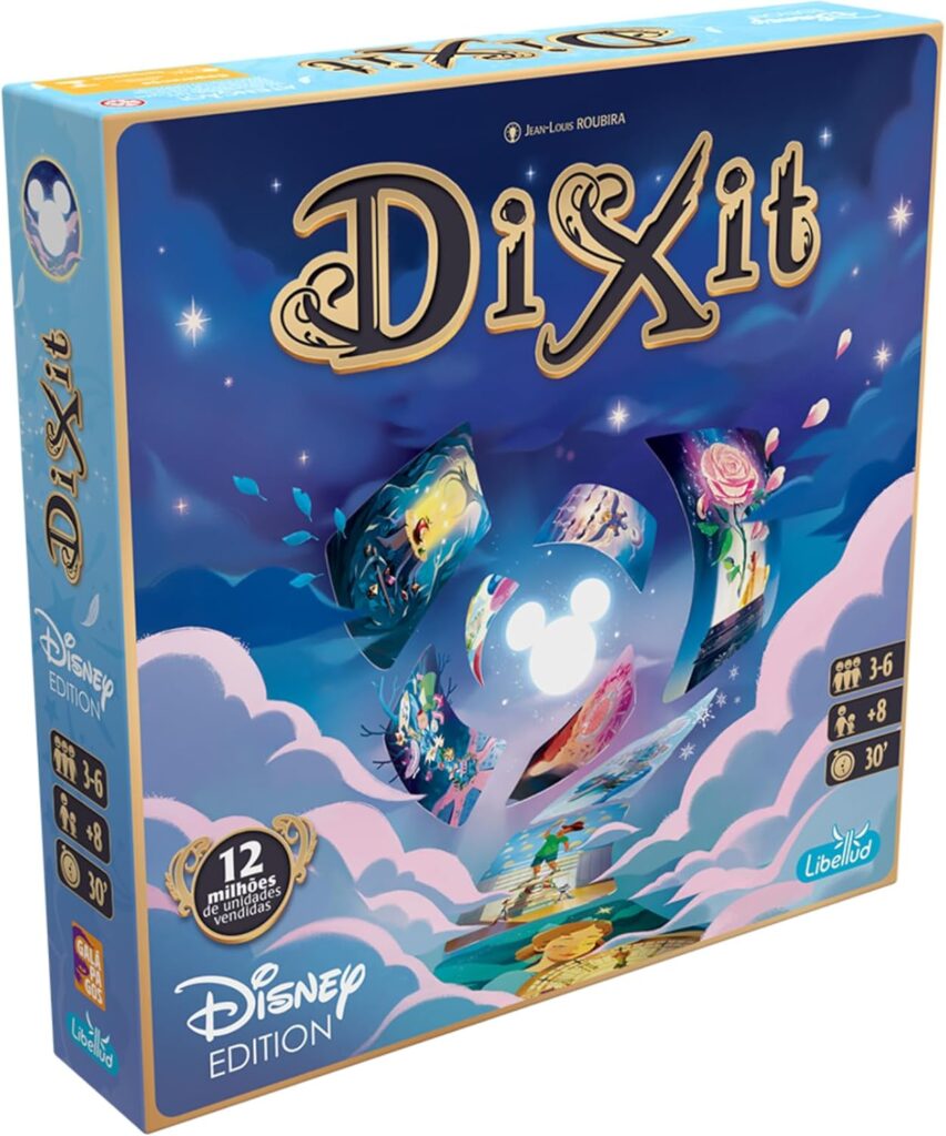 Jogo Dixit Disney Edition com cartas ilustradas para criatividade e interpretação em família