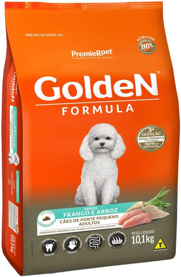 Golden Fórmula Mini Bits Frango e Arroz 10,1 kg para cães adultos de pequeno porte