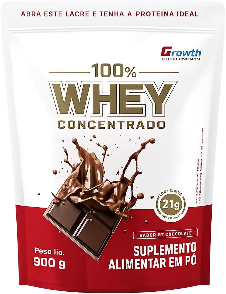 Growth 100% Whey Concentrado 900 g Chocolate entre os melhores Whey Protein Concentrado selecionados pela Curadoria ZEGGY.