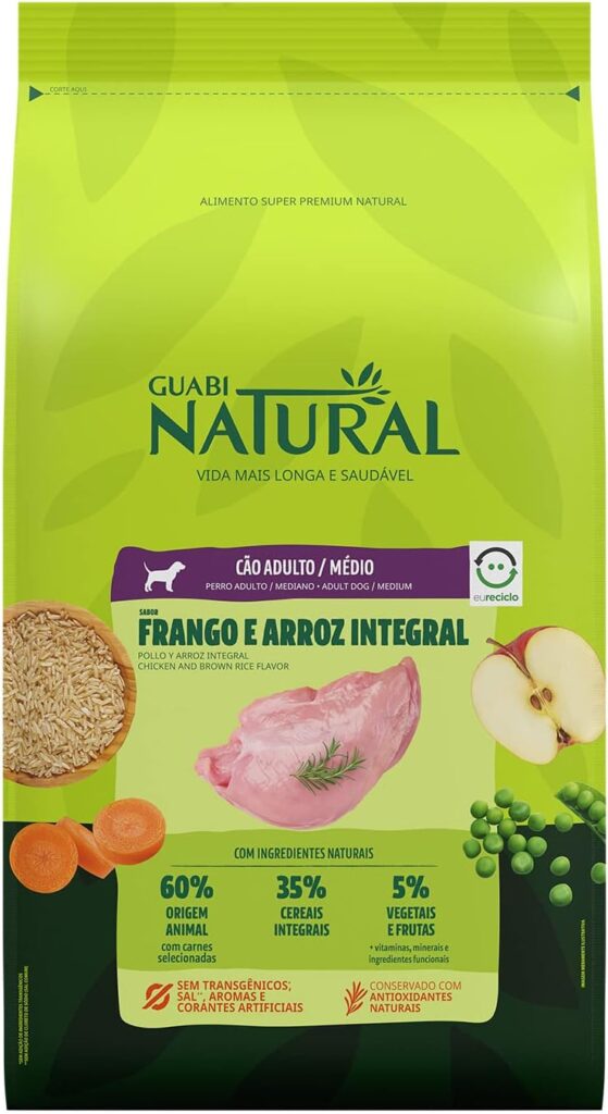 Guabi Natural para cães adultos de porte médio frango e arroz integral 12 kg