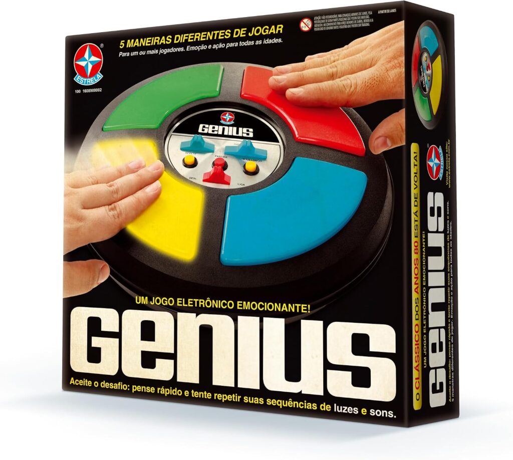 Jogo Genius Estrela clássico eletrônico com luzes e sons para treino de memória