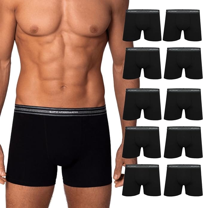 Kit com 10 Cuecas Lupo Boxer Cotton Respirável Masculinas