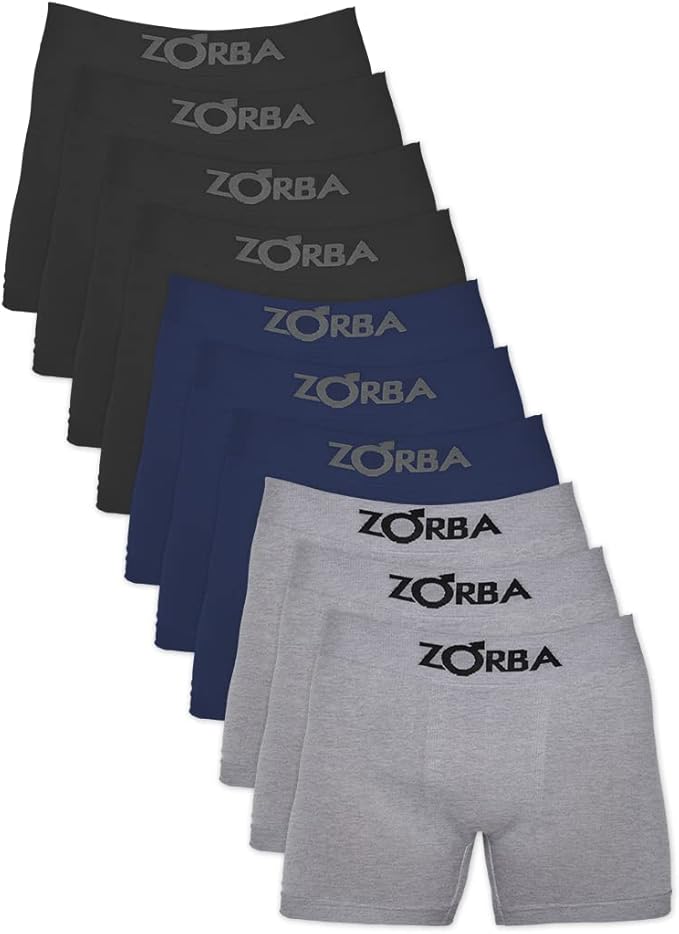 Kit com 10 Cuecas Zorba Boxer Algodão Sem Costura Masculinas