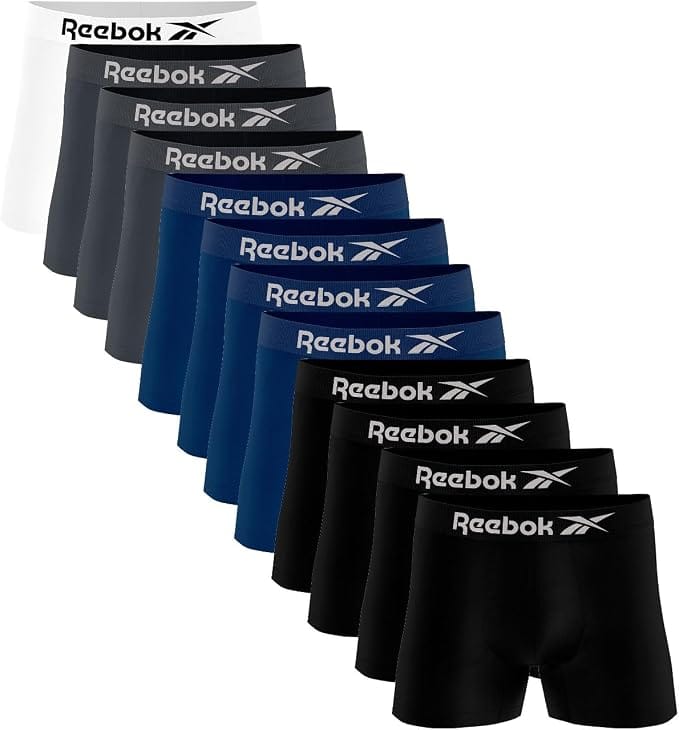 Kit com 12 Cuecas REEBOK Boxer Microfibra Sem Costura Masculinas