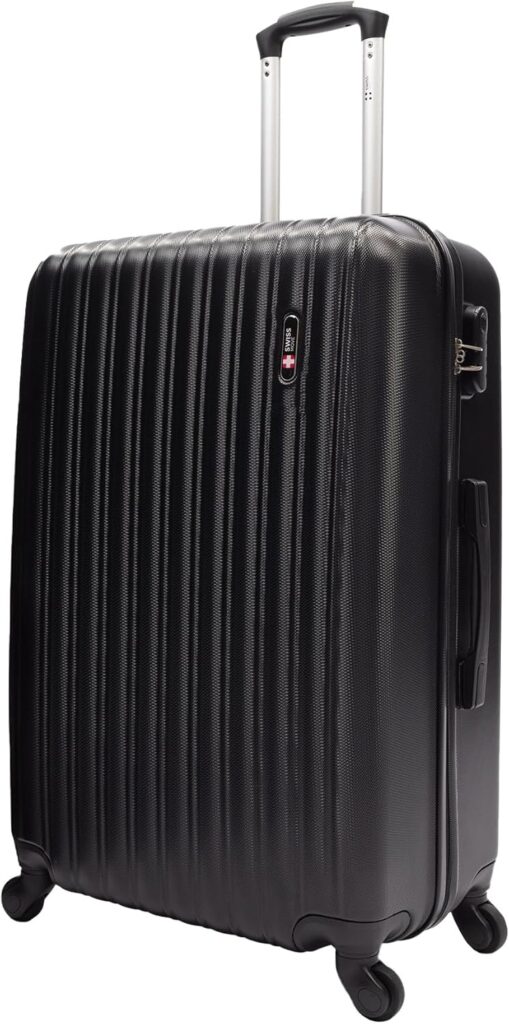 Mala de viagem Swiss Move Londres média 23kg preta em ABS com 4 rodas giratórias 360°