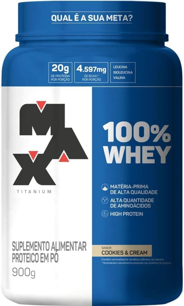 Max Titanium 100% Whey 900 g Cookies and Cream entre os melhores Whey Protein Concentrado selecionados pela Curadoria ZEGGY.