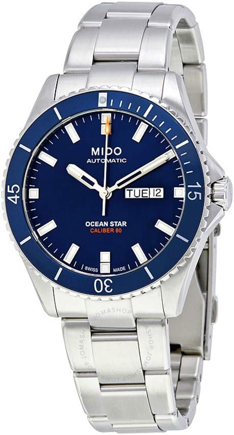 Relógio Mido Ocean Star 200 automático suíço azul com pulseira de aço inoxidável