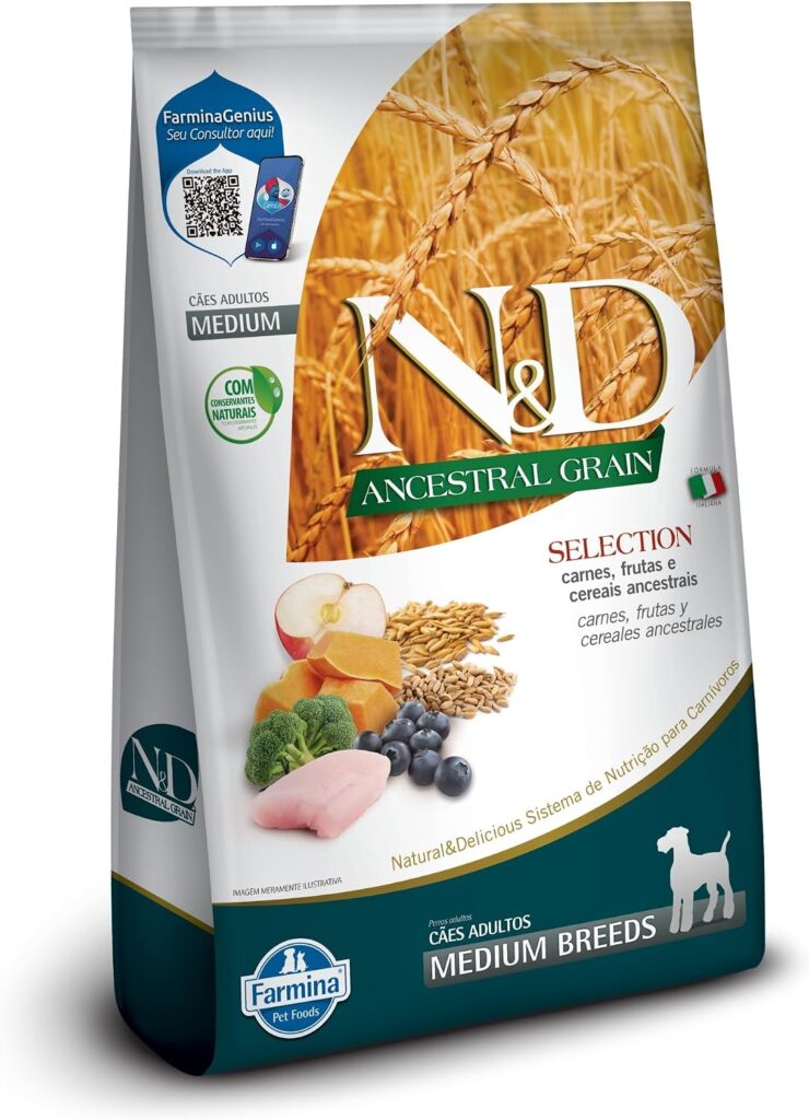 N&D Ancestral Grain Selection para cães adultos de raças médias 15 kg