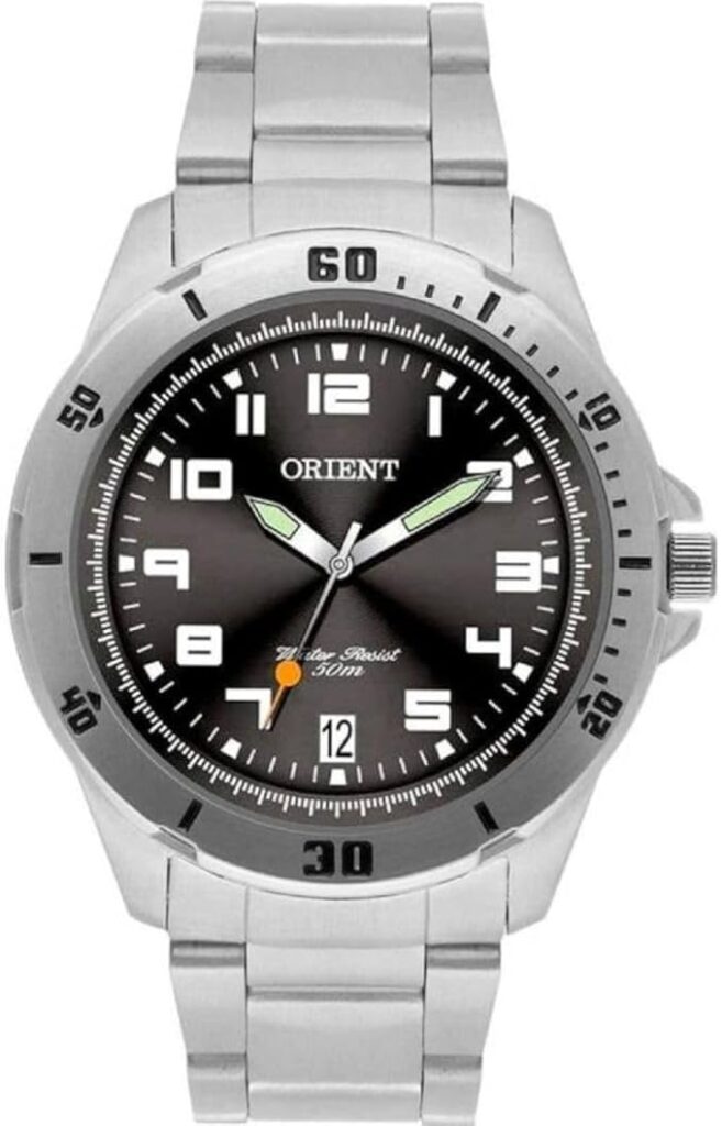 Relógio Orient MBSS1155A G2SX masculino clássico casual em aço inoxidável com mostrador preto
