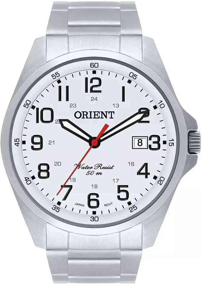 Relógio Orient MBSS1171 S2SX clássico masculino em aço inoxidável com mostrador branco