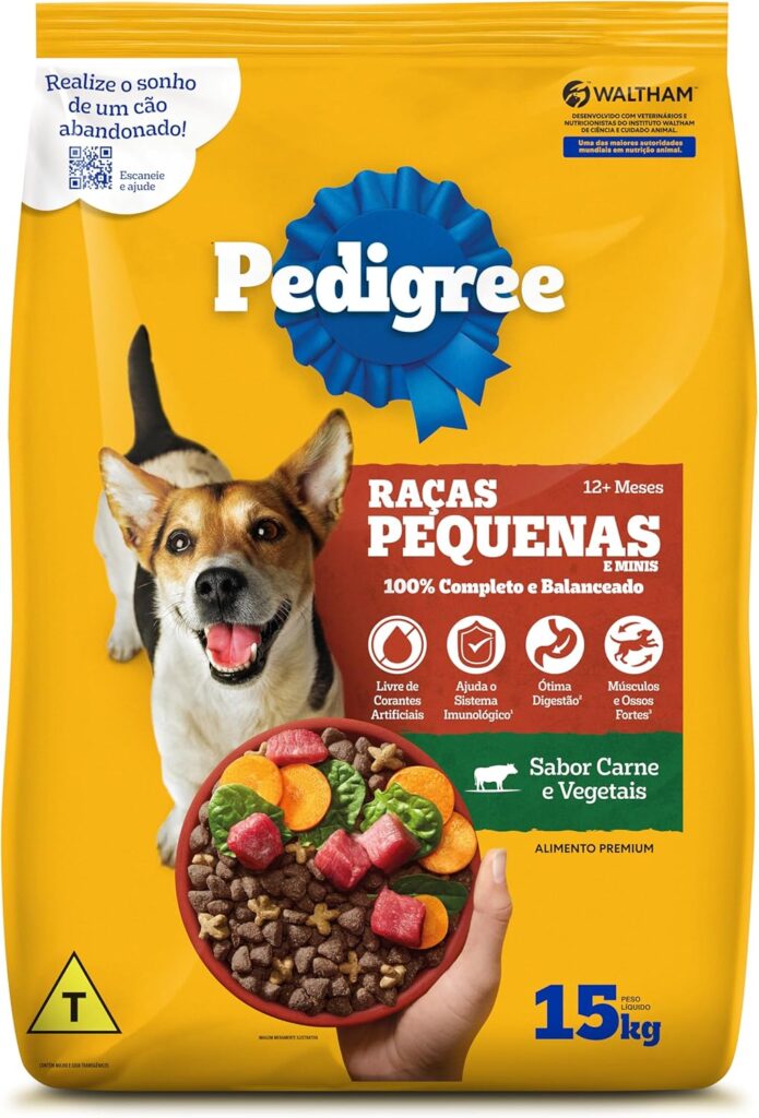 Pedigree Carne e Vegetais para Cães Adultos Raças Pequenas e Minis 15 kg