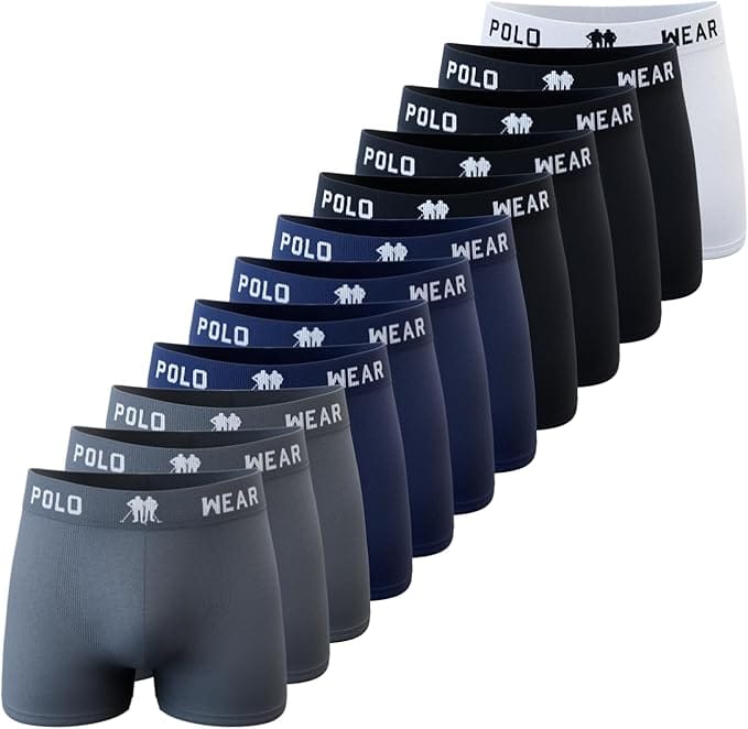 Kit com 12 Cuecas POLO WEAR Boxer Microfibra Sem Costura Masculinas