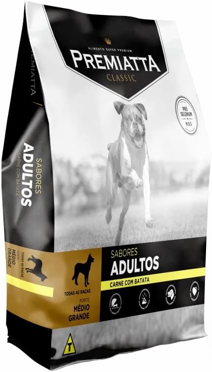 Premiatta Classic Cães Adultos Raças Médias e Grandes Carne com Batata 15 kg
