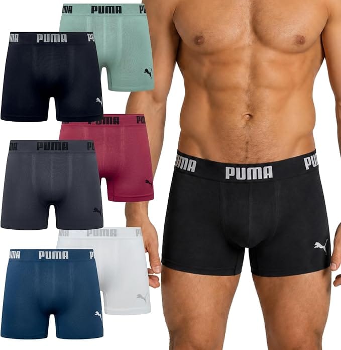 Kit com 6 Cuecas PUMA Boxer Microfibra Sem Costura Masculinas