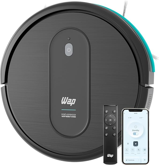 Robô Aspirador WAP ROBOT W400 com Alexa, Google Assistente e aplicativo WAP Connect
