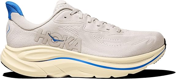 Tênis HOKA Clifton 10 masculino estuque azul virtual com máximo amortecimento e conforto para corridas e caminhadas