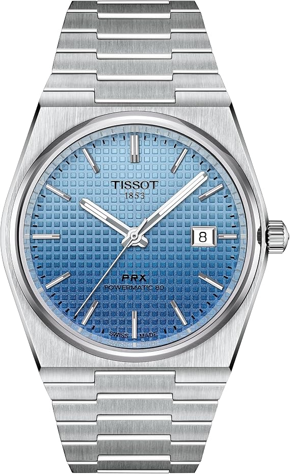 Tissot PRX Powermatic 80 40 mm automático suíço com mostrador azul degradê e pulseira em aço inoxidável