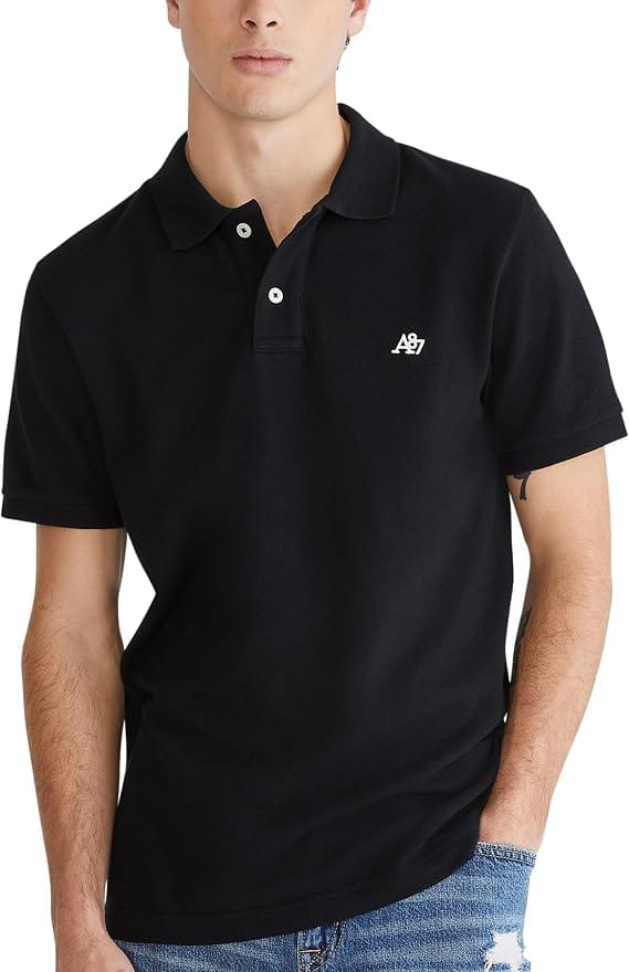 AEROPOSTALE camisa polo masculina A87 Solid Pique preta