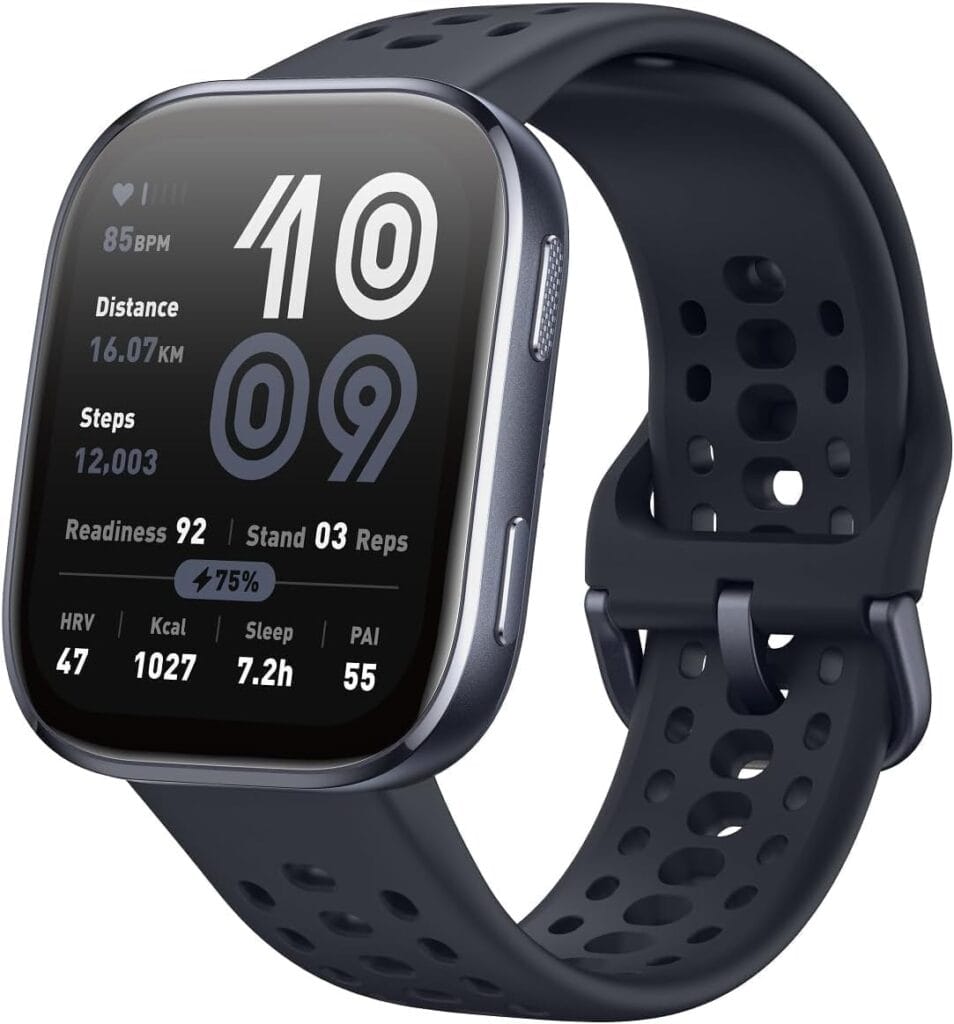 Amazfit Bip 6 Black 46 mm smartwatch masculino com tela AMOLED de 1,97 polegada, GPS e mapas