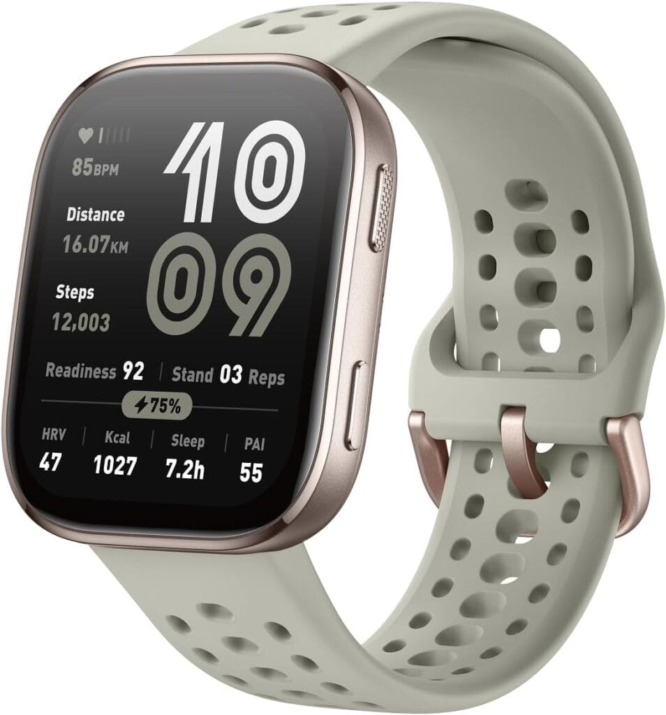 Smartwatch feminino Amazfit Bip 6 Stone com tela AMOLED de 1,97 polegadas, GPS e bateria de até 14 dias