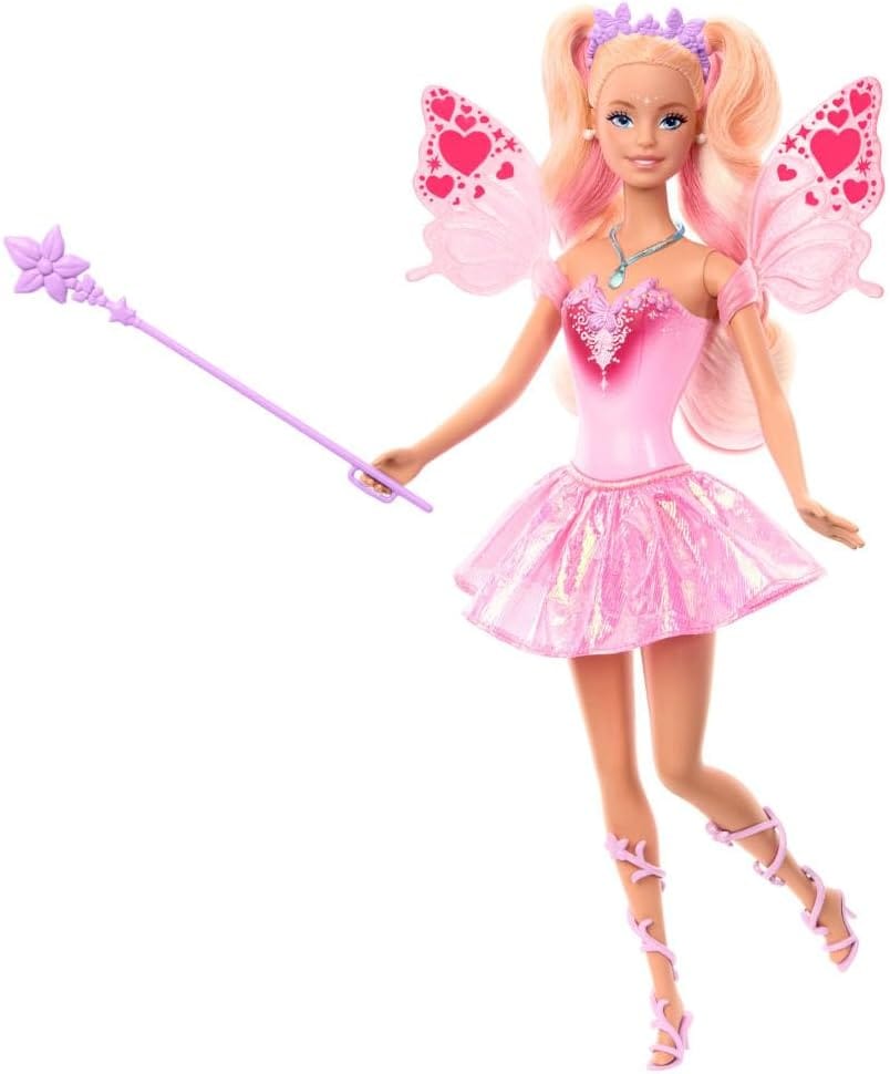Barbie Fada Cores Mágicas JCP76 com asas e varinha