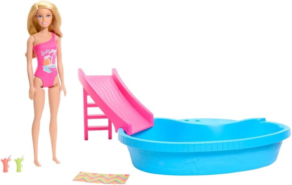 Barbie Piscina Glam com escorregador e acessórios Mattel