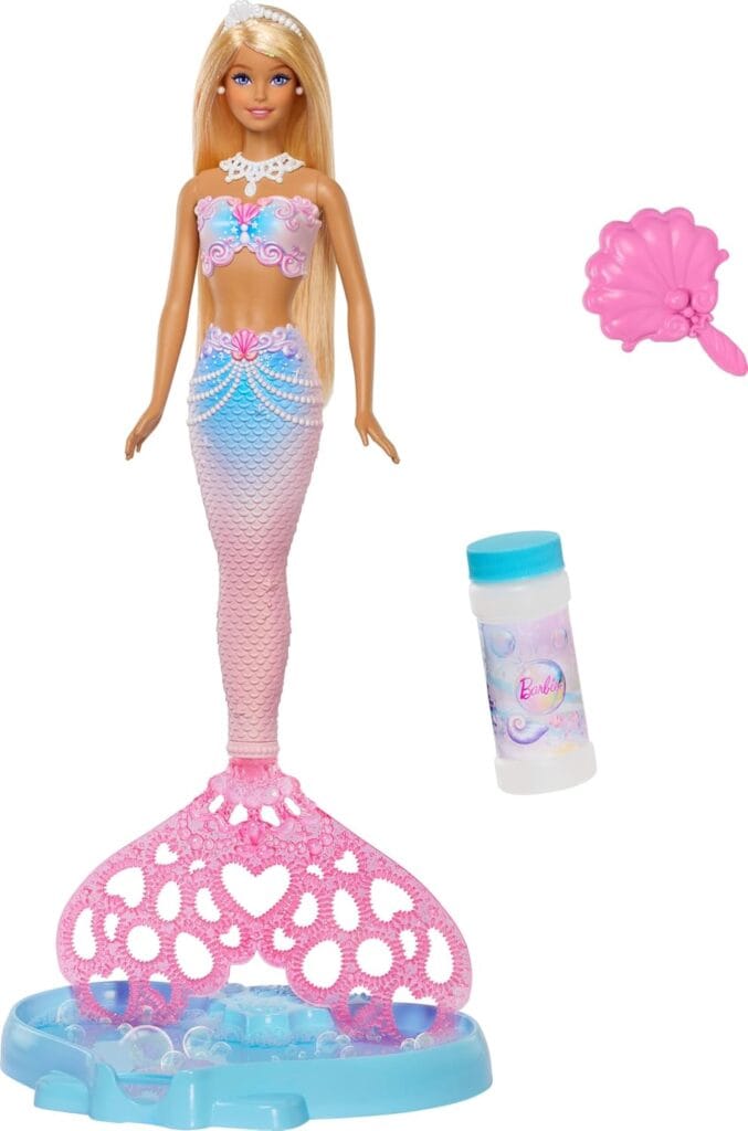 Barbie Sereia Bubble Sparkle JLW56 com cauda rosa que faz bolhas