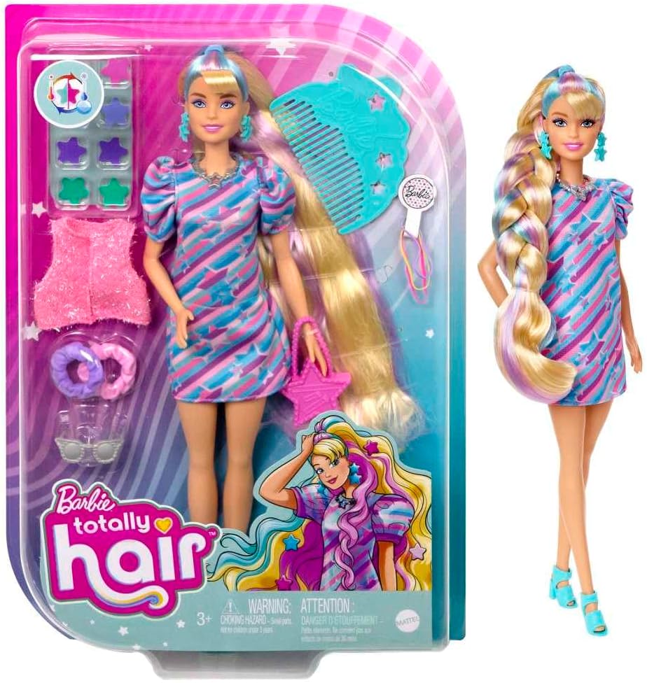 Barbie Totally Hair Estrelas HCM88 com cabelo longo e acessórios