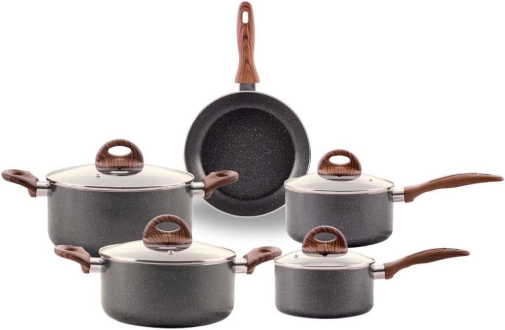 Jogo de Panelas Brinox Ceramic Life Smart Plus 5 Peças Granito