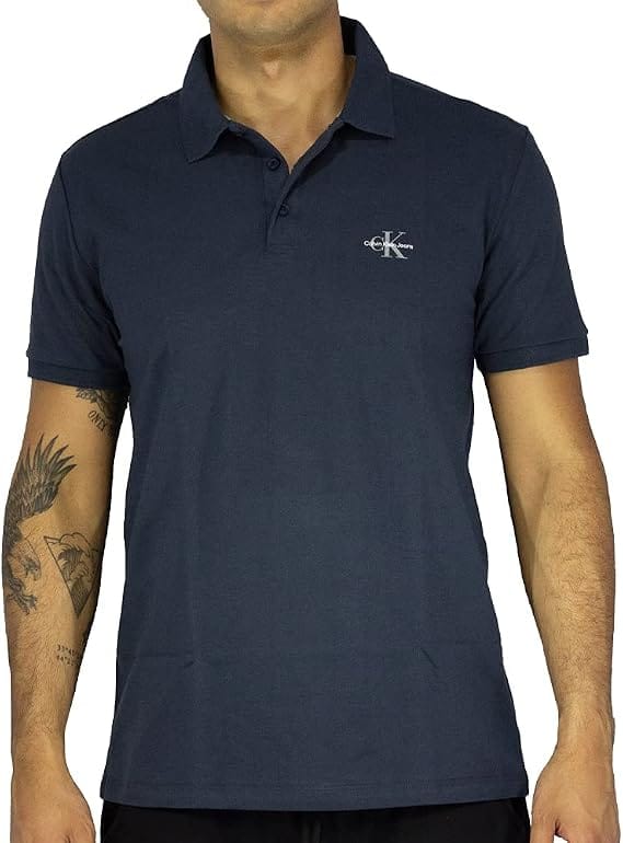 Calvin Klein camisa polo masculina Re Issue marinho 100% algodão