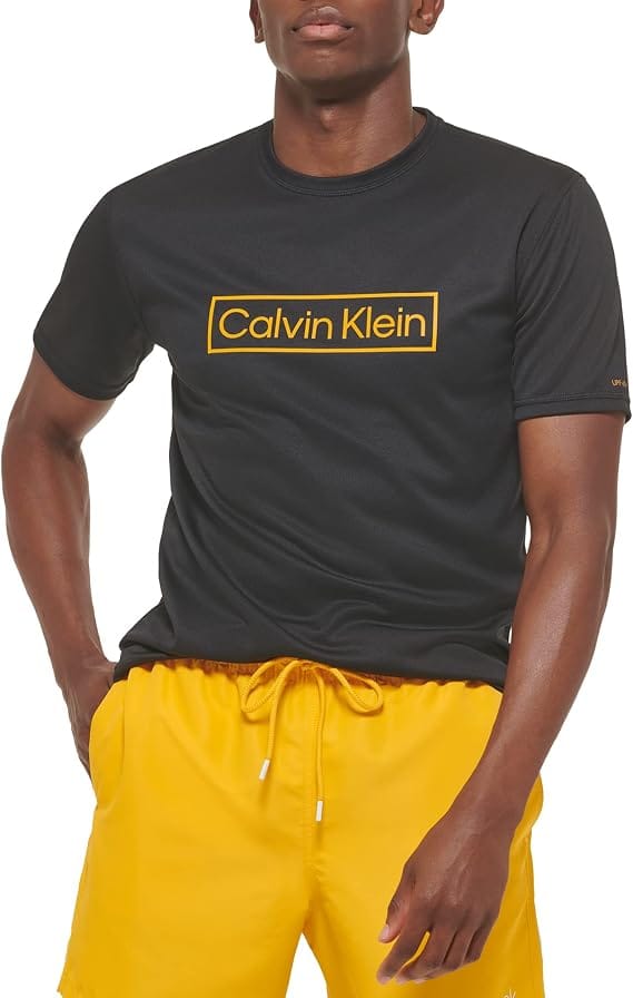 Camiseta masculina Calvin Klein Quick Dry preta com proteção FPS 40+