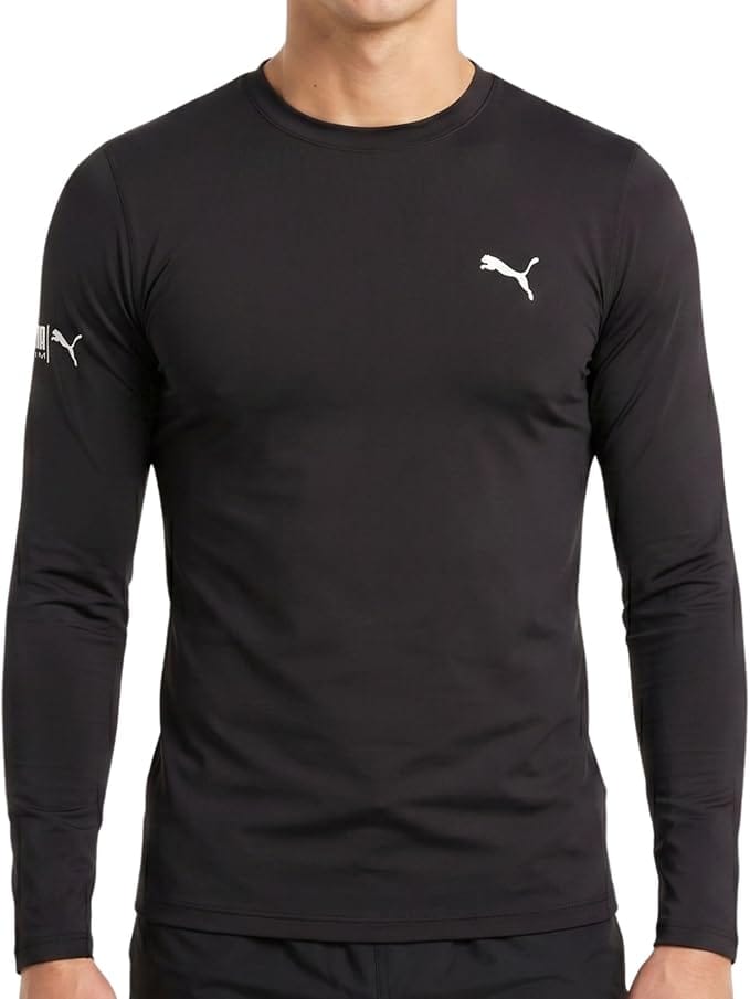 Camiseta masculina PUMA manga longa preta com proteção UV 50+