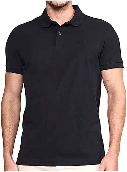COLCCI Camisa Polo Masculina Gola Retilínea Slim Preta