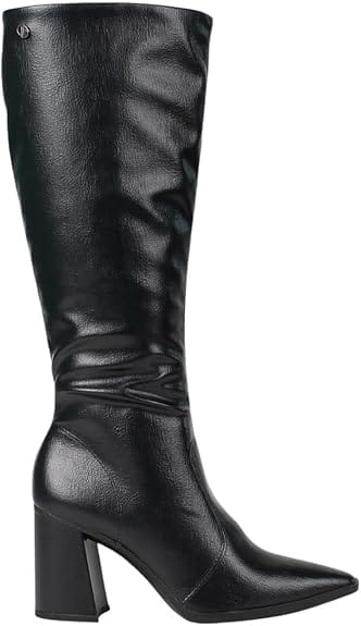 Bota feminina Dakota cano longo preta com salto bloco alto e bico fino