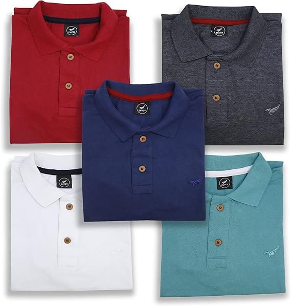 Daze Modas kit 5 camisas polo masculinas piquet cores variadas