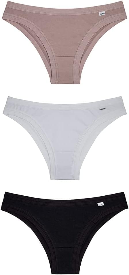 Kit DelRio com 3 calcinhas biquíni Cotton 51729 em algodão sortidas