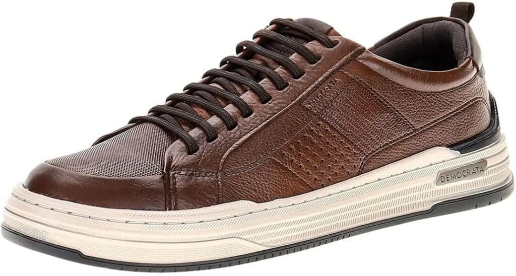 Democrata Denim Clash Sapatênis Masculino em Couro Marrom
