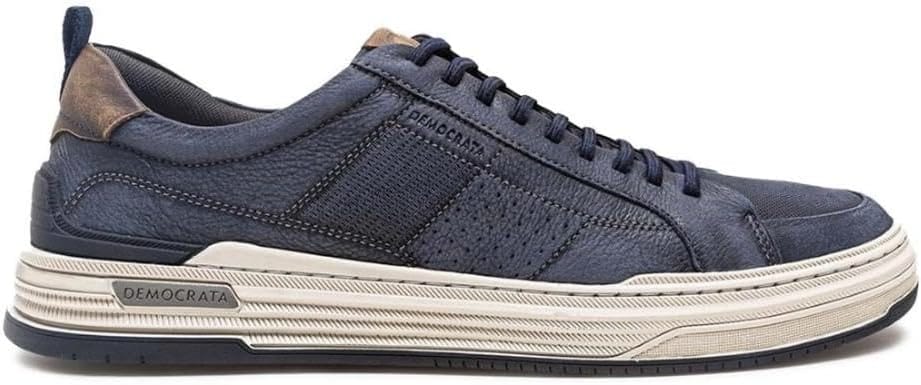 Democrata Denim Mike sapatênis masculino em couro marinho