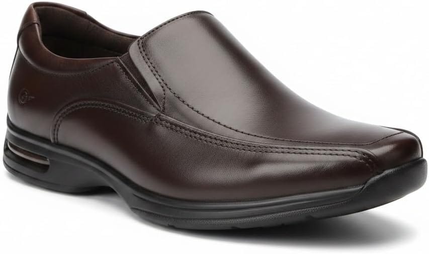 Sapato social masculino Democrata Smart Comfort Air Spot marrom escuro em couro