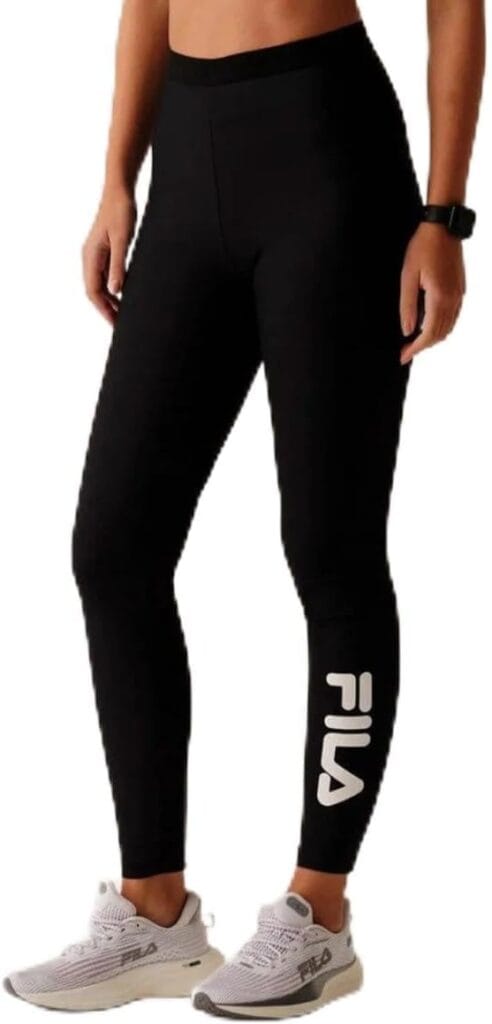 Legging FILA Train Elastic V Feminina preta de cintura alta para academia e treinos