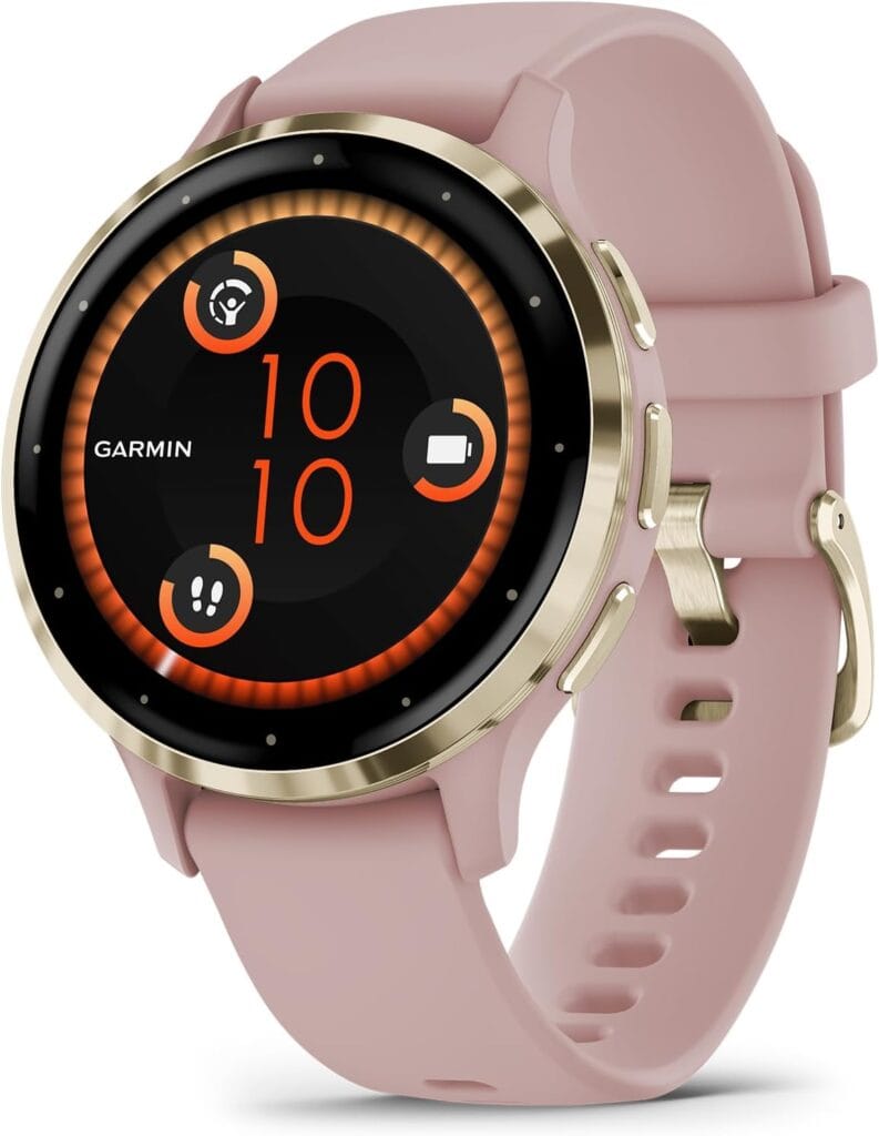Garmin Venu 3S Rosa com Dourado 41 mm com tela AMOLED, GPS e monitoramento de saúde