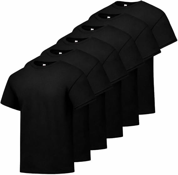 Hanes Essentials Kit com 6 camisetas masculinas 100% algodão pretas